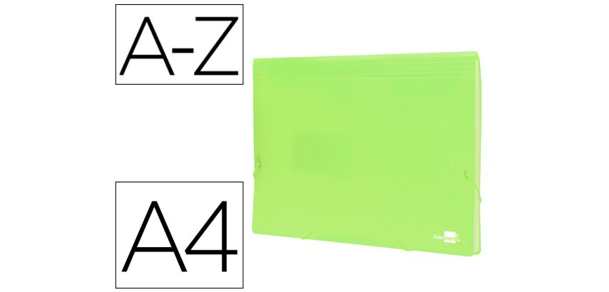 Carpeta liderpapel clasificador fuelle polipropileno din a4 amarillo fluor opaco 13 departamentos