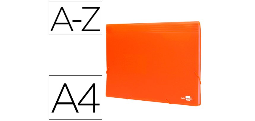 Carpeta liderpapel clasificador fuelle polipropileno din a4 naranja fluor opaco 13 departamentos