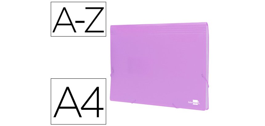 Carpeta liderpapel clasificador fuelle polipropileno din a4 lavanda opaco 13 departamentos