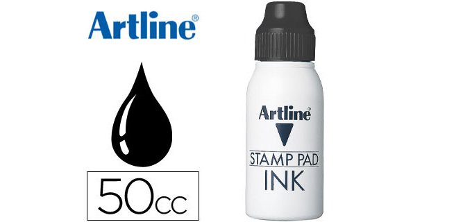 Tinta tampon artline negra bote 50 cc