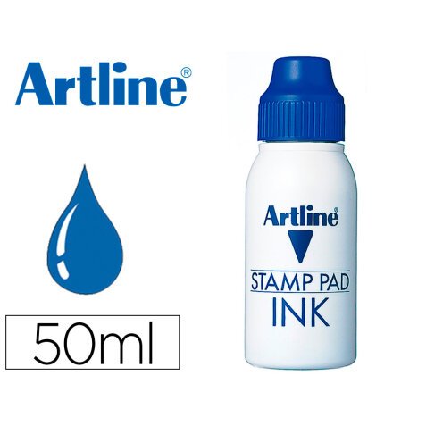 Tinta tampon artline azul bote 50 cc