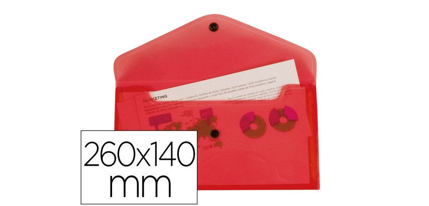 Carpeta liderpapel dossier broche polipropileno tamaño sobre americano 260x140 mm rojo translucido