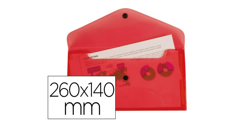 Carpeta liderpapel dossier broche polipropileno tamaño sobre americano 260x140 mm rojo translucido