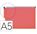 Carpeta dossier liderpapel a5 cierre de cremallera rojo translucido