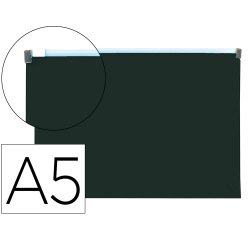 Carpeta dossier liderpapel a5 cierre de cremallera negro opaco