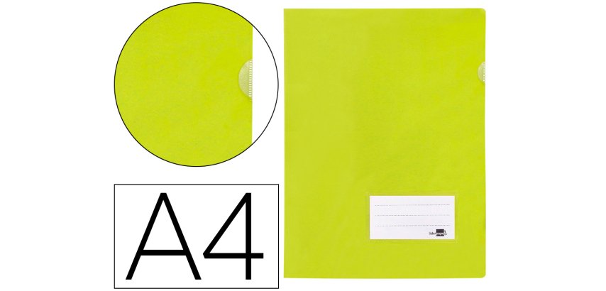 Carpeta liderpapel dossier a4 uñero con tarjetero y solapa interior amarillo fluor opaco