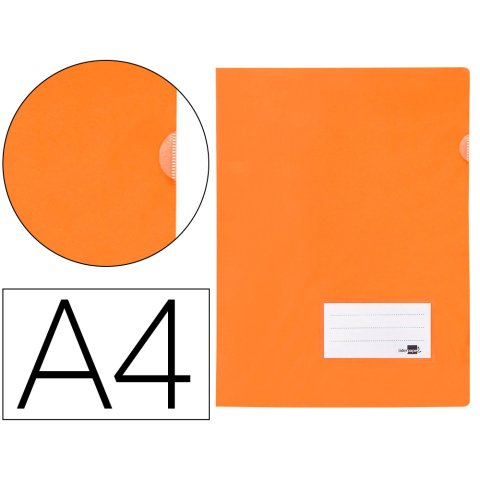 Carpeta liderpapel dossier a4 uñero con tarjetero y solapa naranja fluor opaco