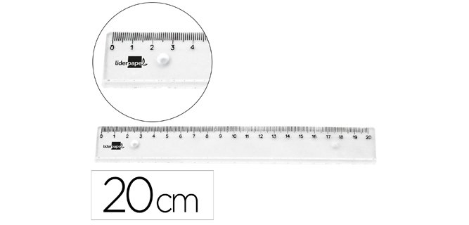 Regla liderpapel plastico irrompible transparente 20 cm