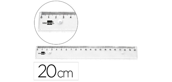 Regla liderpapel plastico irrompible transparente 20 cm