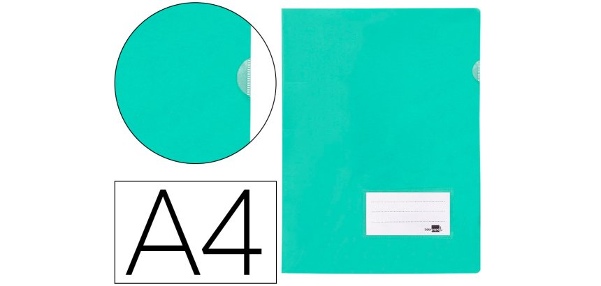 Carpeta liderpapel dossier a4 uñero con tarjetero y solapa verde manzana opaco