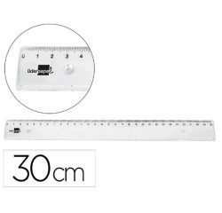 Regla liderpapel plastico irrompible transparente 30 cm
