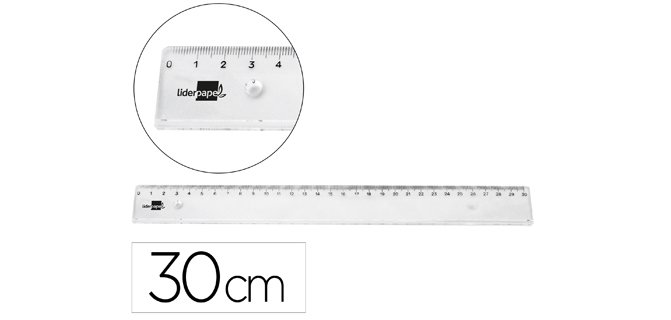 Regla liderpapel plastico irrompible transparente 30 cm