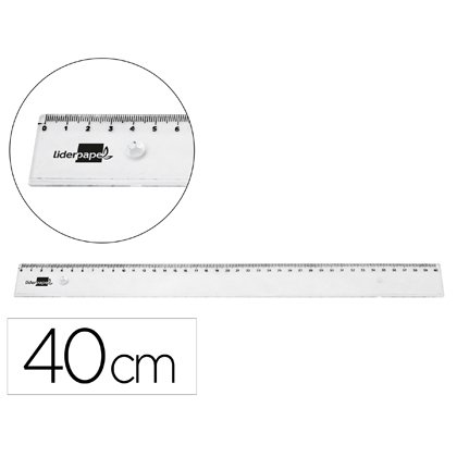 Regla liderpapel plastico irrompible transparente 40 cm
