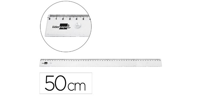Regla liderpapel plastico irrompible transparente 50 cm