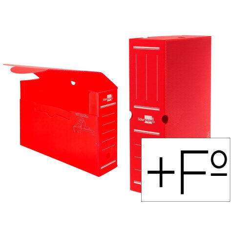 Caja archivo definitivo plastico liderpapel rojo 387x275x105 mm