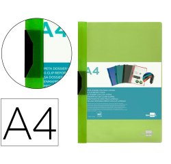 Carpeta liderpapel dossier pinza lateral polipropileno din a4 verde translucido 60 hojas pinza deslizante