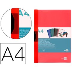 Carpeta liderpapel dossier pinza lateral polipropileno din a4 rojo translucido 60 hojas pinza deslizante