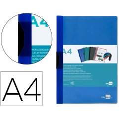 Carpeta liderpapel dossier pinza lateral polipropileno din a4 azul translucido 60 hojas pinza deslizante