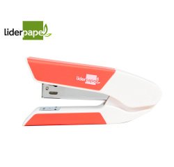 Grapadora liderpapel con regalo de extraegrapas y caja de 1000 grapas 26/6 capacidad 20h color coral