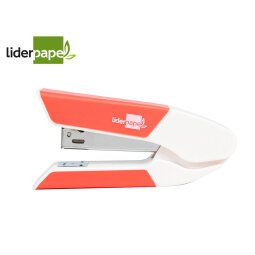 Grapadora liderpapel con regalo de extraegrapas y caja de 1000 grapas 26/6 capacidad 20h color coral