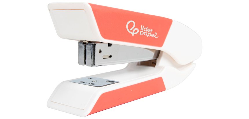 Grapadora liderpapel con regalo de extraegrapas y caja de 1000 grapas 26/6 capacidad 20h color coral