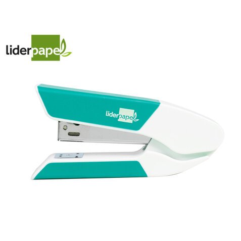 Grapadora liderpapel con regalo de extraegrapas y caja de 1000 grapas 26/6 capacidad 20h color turquesa