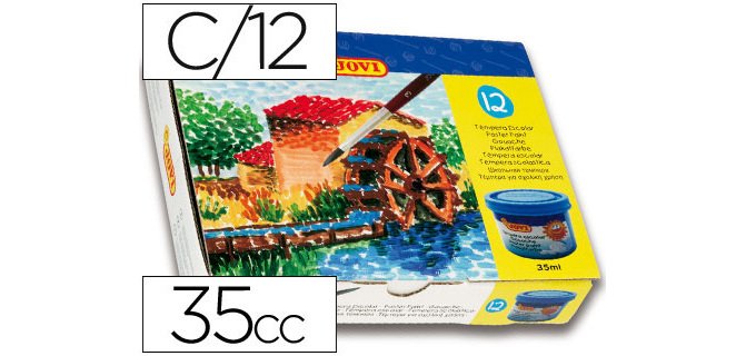 Tempera escolar jovi 35 ml caja de 12 colores surtidos