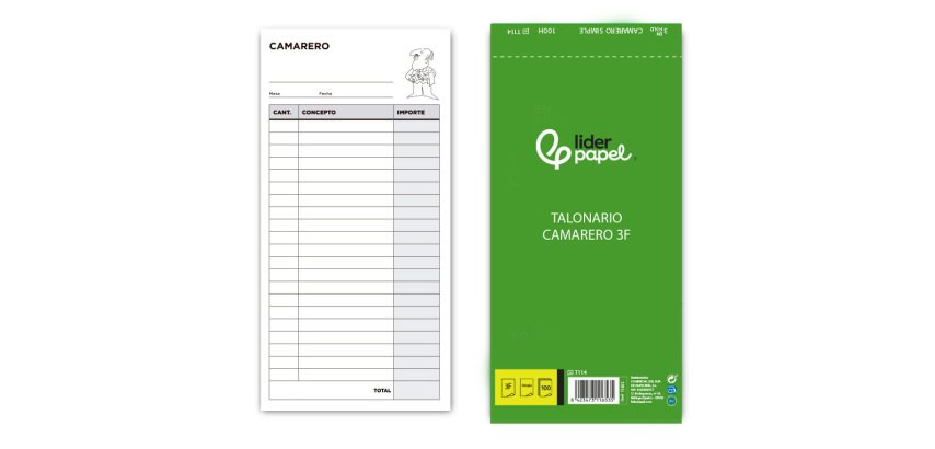Talonario liderpapel camarero 3/fº original t114