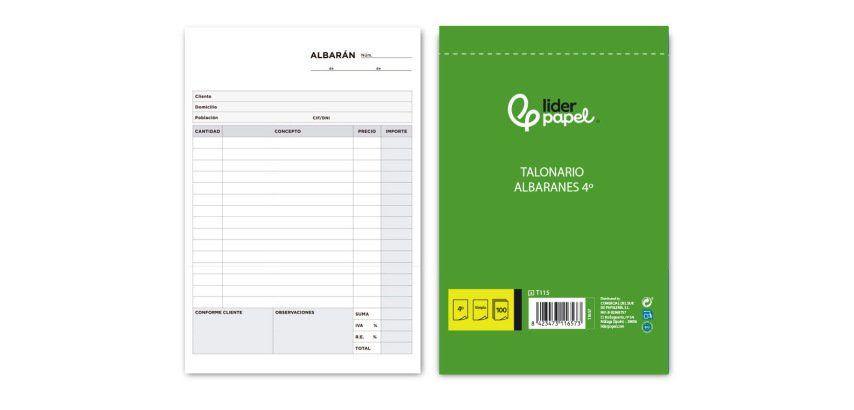 Talonario liderpapel albaran cuarto original t115