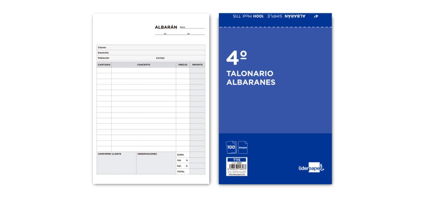 Talonario liderpapel albaran cuarto original t115