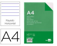 Recambio liderpapel A4 100 hojas 60g horizontal con margen 4 taladros