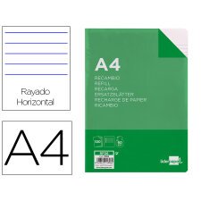 Recambio liderpapel A4 100 hojas 60g horizontal con margen 4 taladros