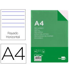 Recambio liderpapel A4 100 hojas 60g horizontal con margen 4 taladros