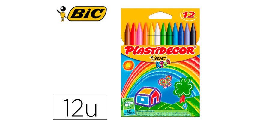 Lapices cera plastidecor caja de 12 colores surtidos