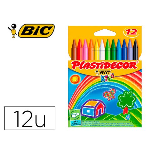 Lapices cera plastidecor caja de 12 unidades colores surtidos