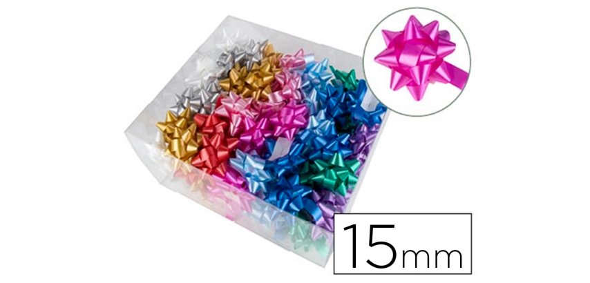 Lazo fantasia liderpapel 15 mm caja de 100 unidades colores surtidos