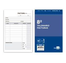 Talonario liderpapel facturas 8º original y copia t200 con i.v.a