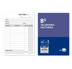 Talonario liderpapel facturas 8º original y copia t201 sin i.v.a.