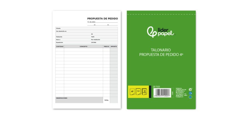 Talonario liderpapel pedidos cuarto original y copia t222
