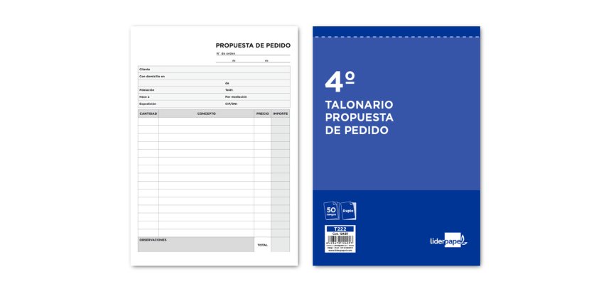 Talonario liderpapel pedidos cuarto original y copia t222