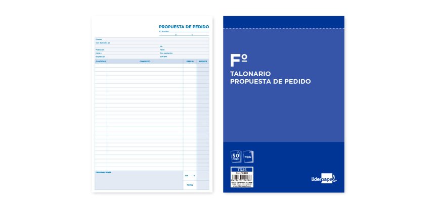 Talonario liderpapel pedidos folio original y 2 copias t325