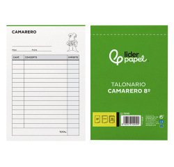 Talonario liderpapel camarero 8º original y copia t202
