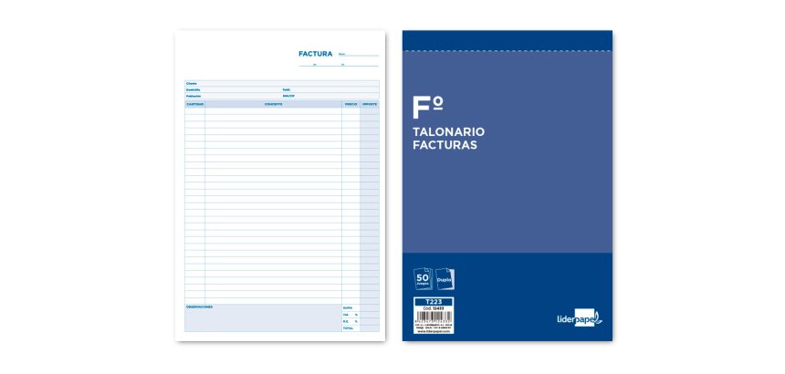 Talonario liderpapel facturas folio original y copia t223 con i.v.a.