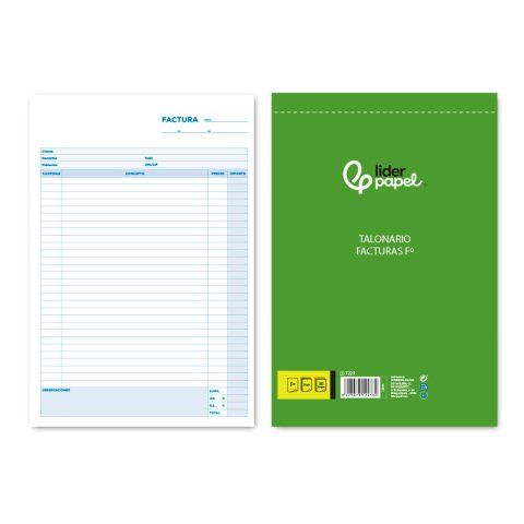 Talonario liderpapel facturas folio original y copia t223 con i.v.a.