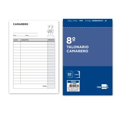 Talonario liderpapel camarero 8º original y 2 copias t302