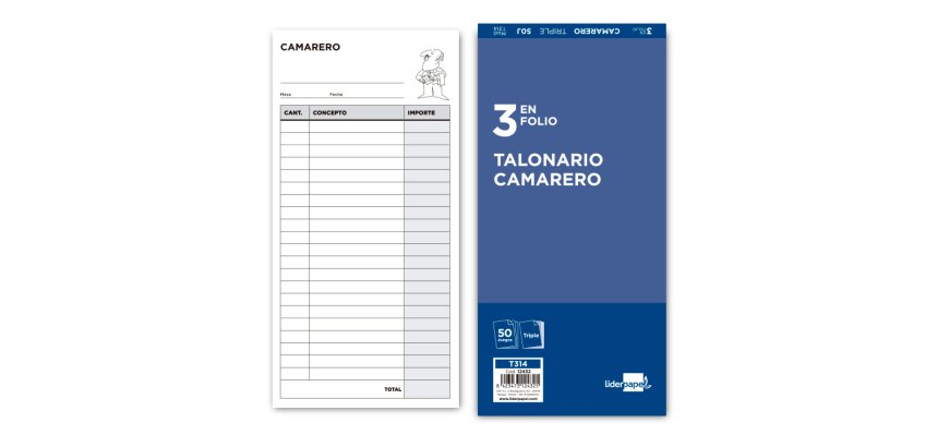 Talonario liderpapel camarero 3/fº original y 2 copias t314