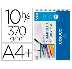 Bloc dibujo acuarela din a4 espiral 23x32.5 cm 10 hojas de 370 gr/m2
