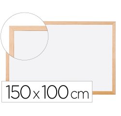 Pizarra blanca q-connect laminada marco de madera 150x100 cm