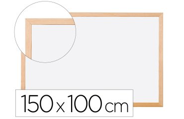 Pizarra blanca q-connect laminada marco de madera 150x100 cm
