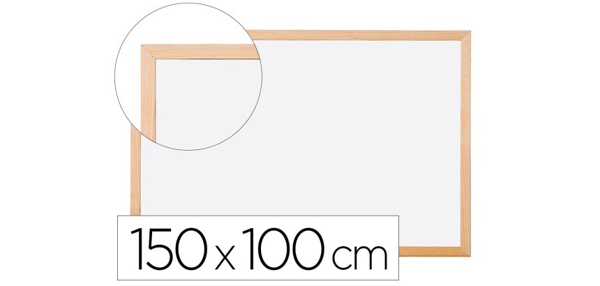 Pizarra blanca q-connect laminada marco de madera 150x100 cm